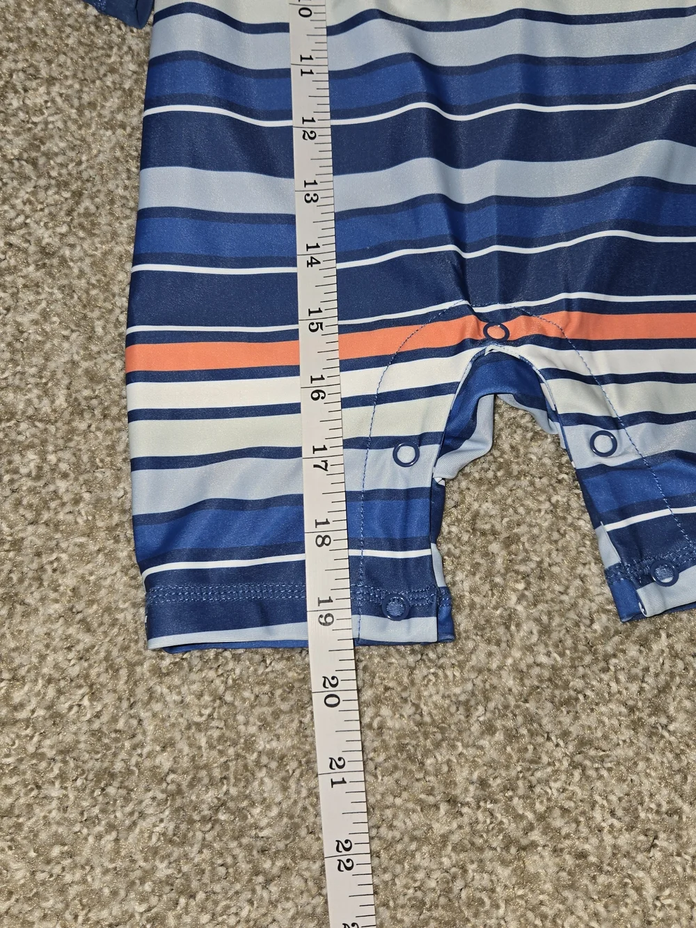 Eddie Bauer Navy, Light Blue & Orange Striped Long-Sleeve Rashguard Romper